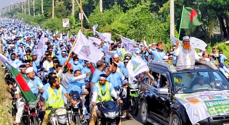 কুমিল্লা-৯ আসনে জামায়াত প্রার্থীর বিশাল মোটর সাইকেল র‍্যালি